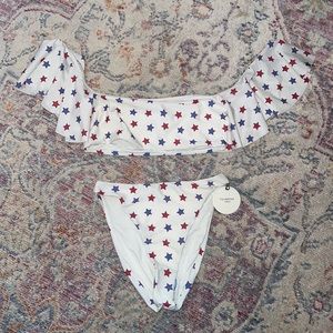Tularosa Solange Top (M) and Bottom (XS) in Star Spangled print.